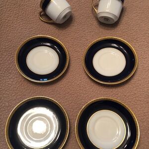 Tiffany & Co. 4 Vintage White Porcelain Saucer with Gold Band & 2 Bavaria Cups